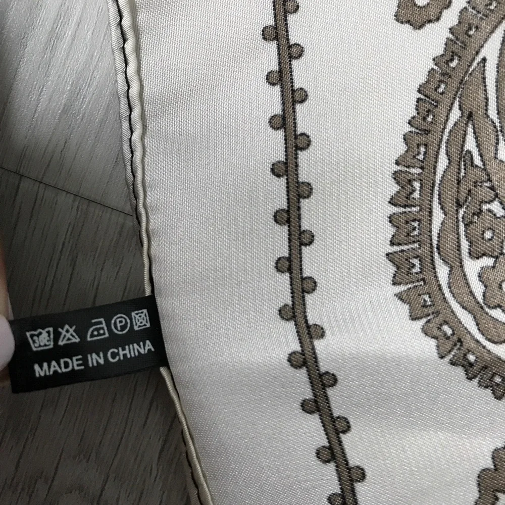 SATIN BLACK WHITE BANDNA SQUARE SCARF